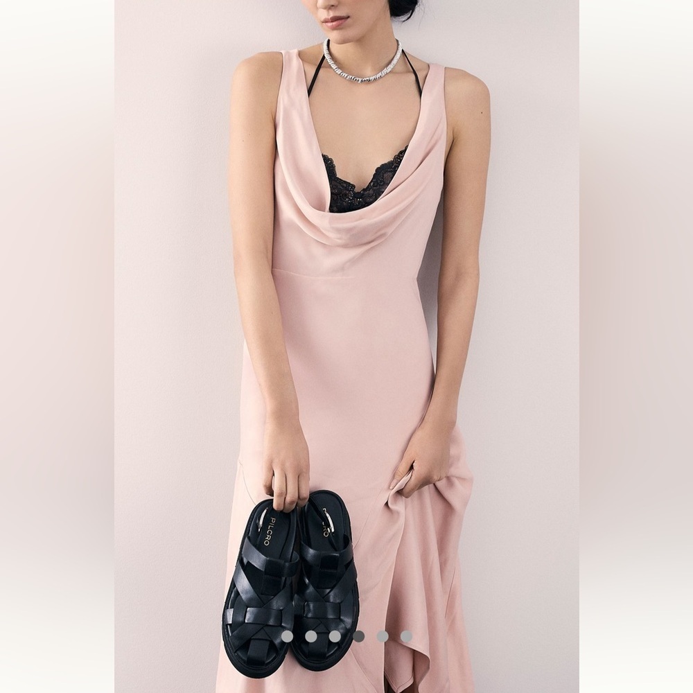 Anthropologie NWT Cowl-Neck Asymmetrical Twofer Slip Dress size L. - Picture 5 of 10